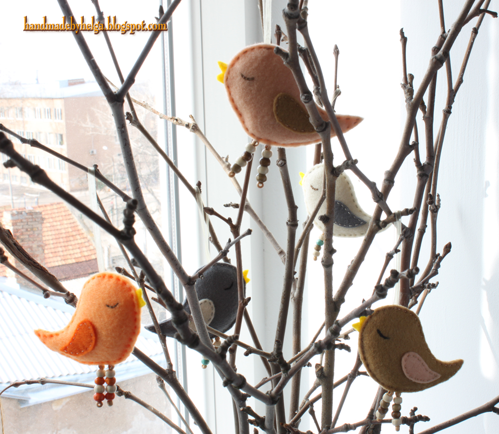 Handmade by Helga Felt Bird Ornaments