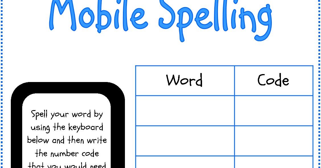 Mobile Phone Spelling Cards