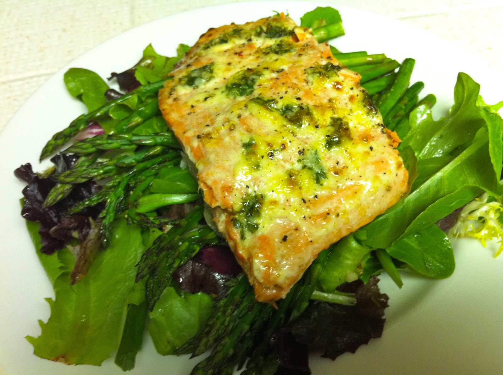 Warm Salmon and Roasted Asparagus Salad