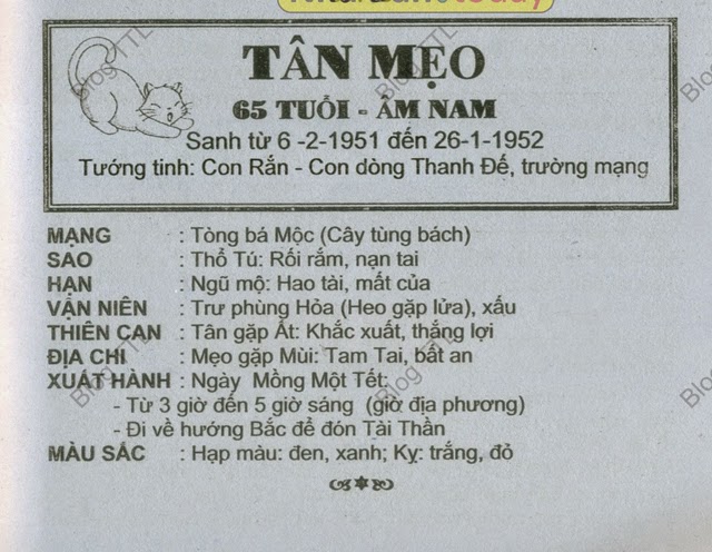 TỬ VI TUỔI TÂN MÃO 1951 NĂM 2015 Ất Mùi