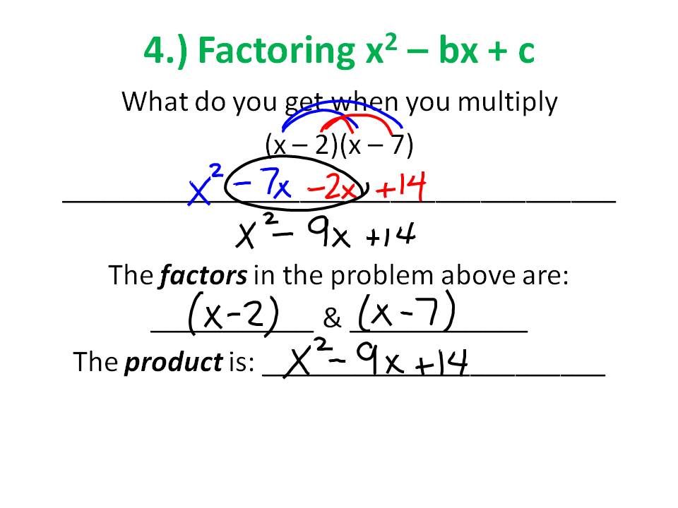 Ms. Hale's Math Page: Algebra 4/26: Factoring Quadratics Intro