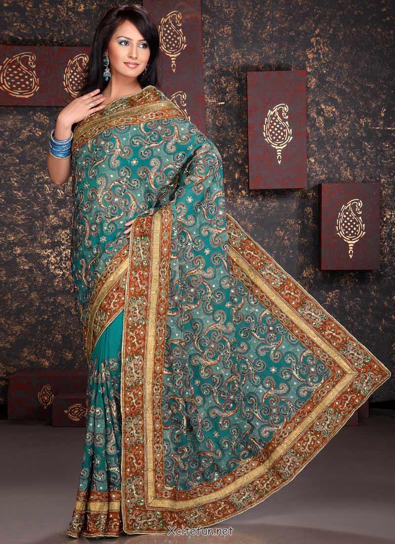 Indian Georgette Party Wear Embroidered Saree Beautiful Collection