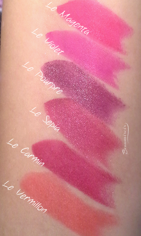 Lancome L'Absolu Rouge Definition lipstick for fall 2015: swatches of all shades