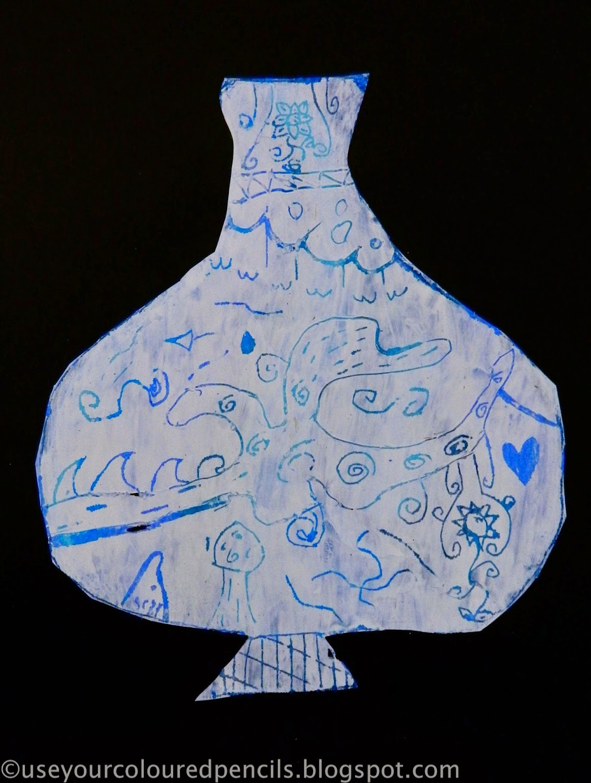 Use Your Coloured Pencils Ming Vase Scratch Art