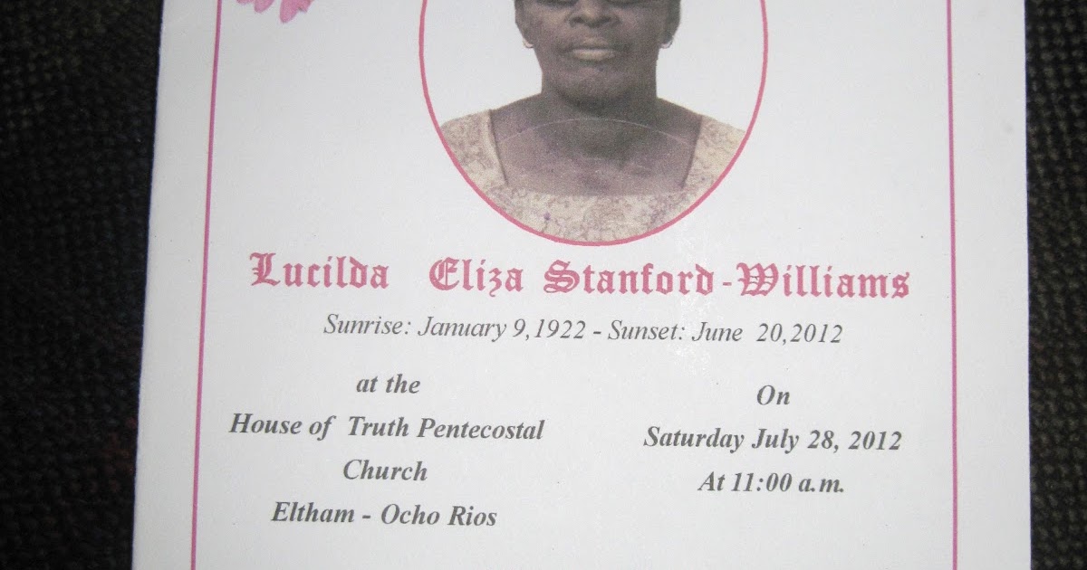 Smith's Jamaican Mission Funeral Program