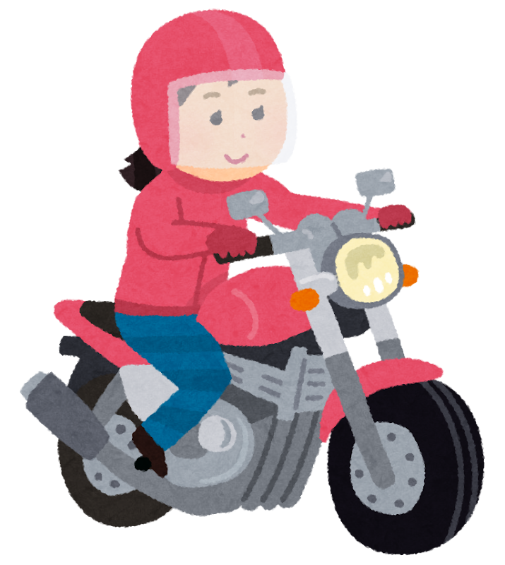 無料イラスト かわいいフリー素材集 バイクに乗る女性のイラスト