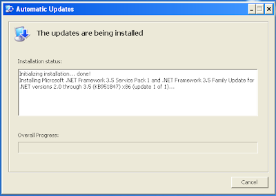 Automatic Updates - The updates are being installed
