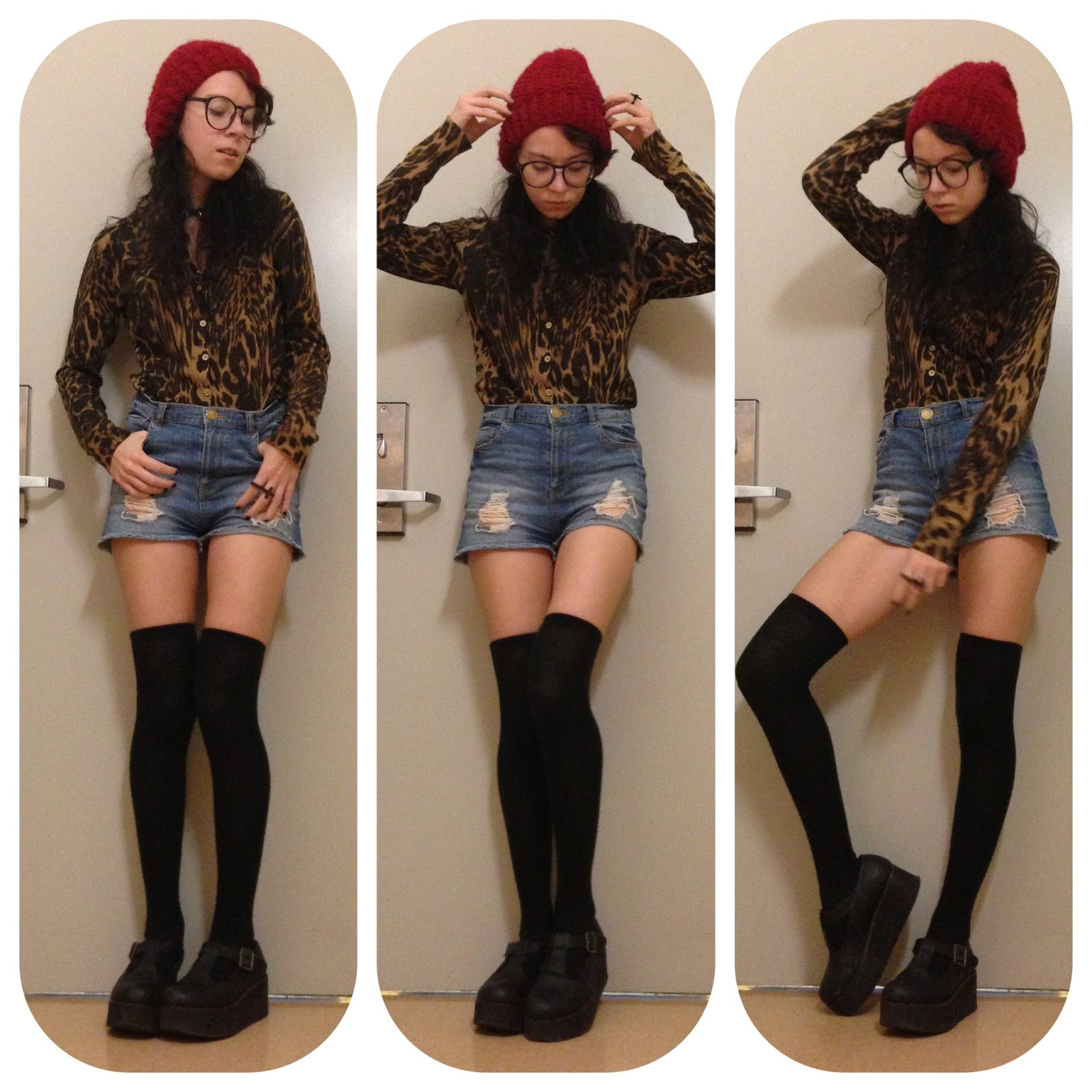 jean shorts with thigh high boots