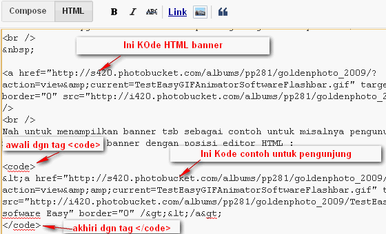 Cara memasukka KOde HTML di Halaman POsting BLOG sebagai contoh kode HTML KOde HTML di Halaman POsting