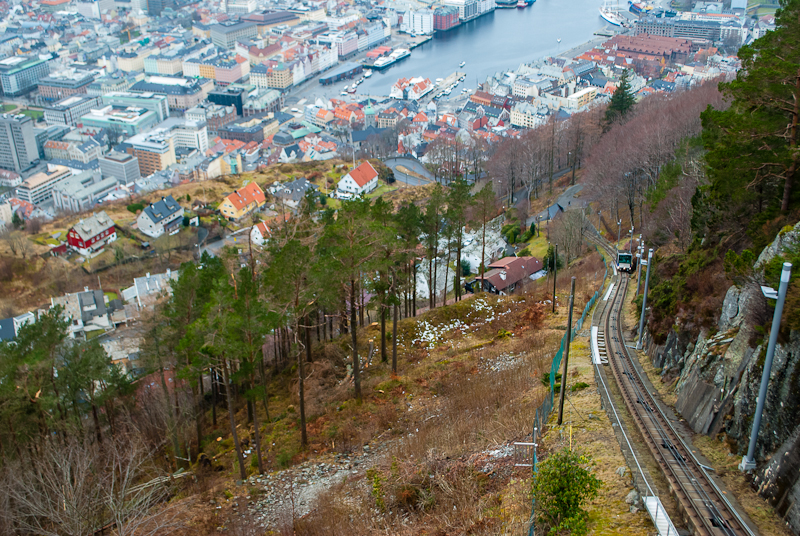 Tracks of the flobainen Taking the floibanen up to the peak of bergen norway