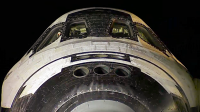 Front view of Endeavour’s cockpit. NASA 2011.