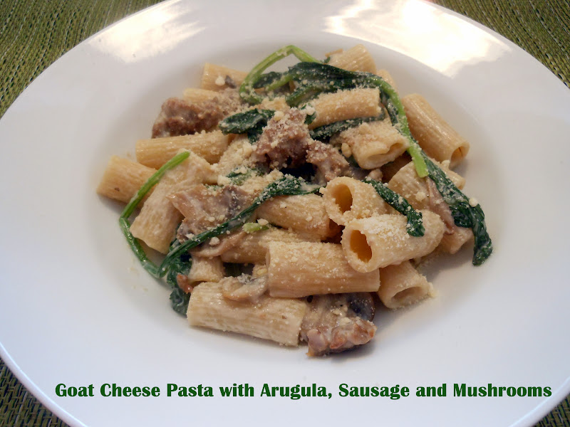 Flavors by Four Goat Cheese Pasta with Arugula, Sausage and Mushrooms