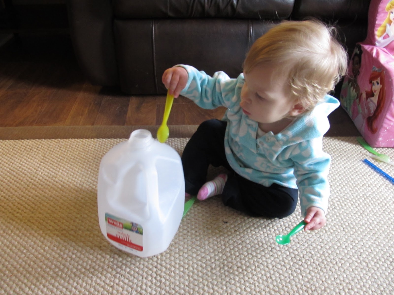 Charlie The Cavalier Milk Jug, Plastic Spoons, and Forks Activity