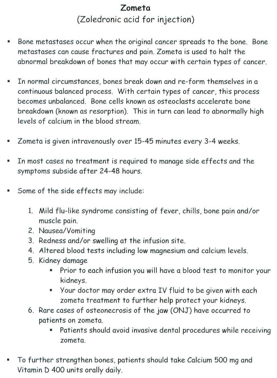 jm's Adventure with Multiple Myeloma Zometa Bone Building Medication