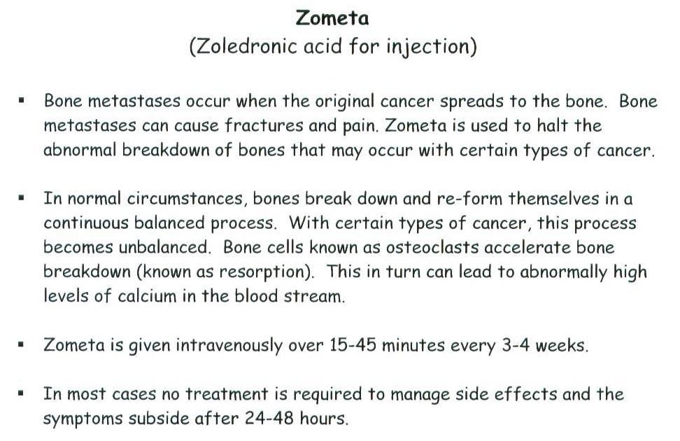 jm's Adventure with Multiple Myeloma Zometa Bone Building Medication