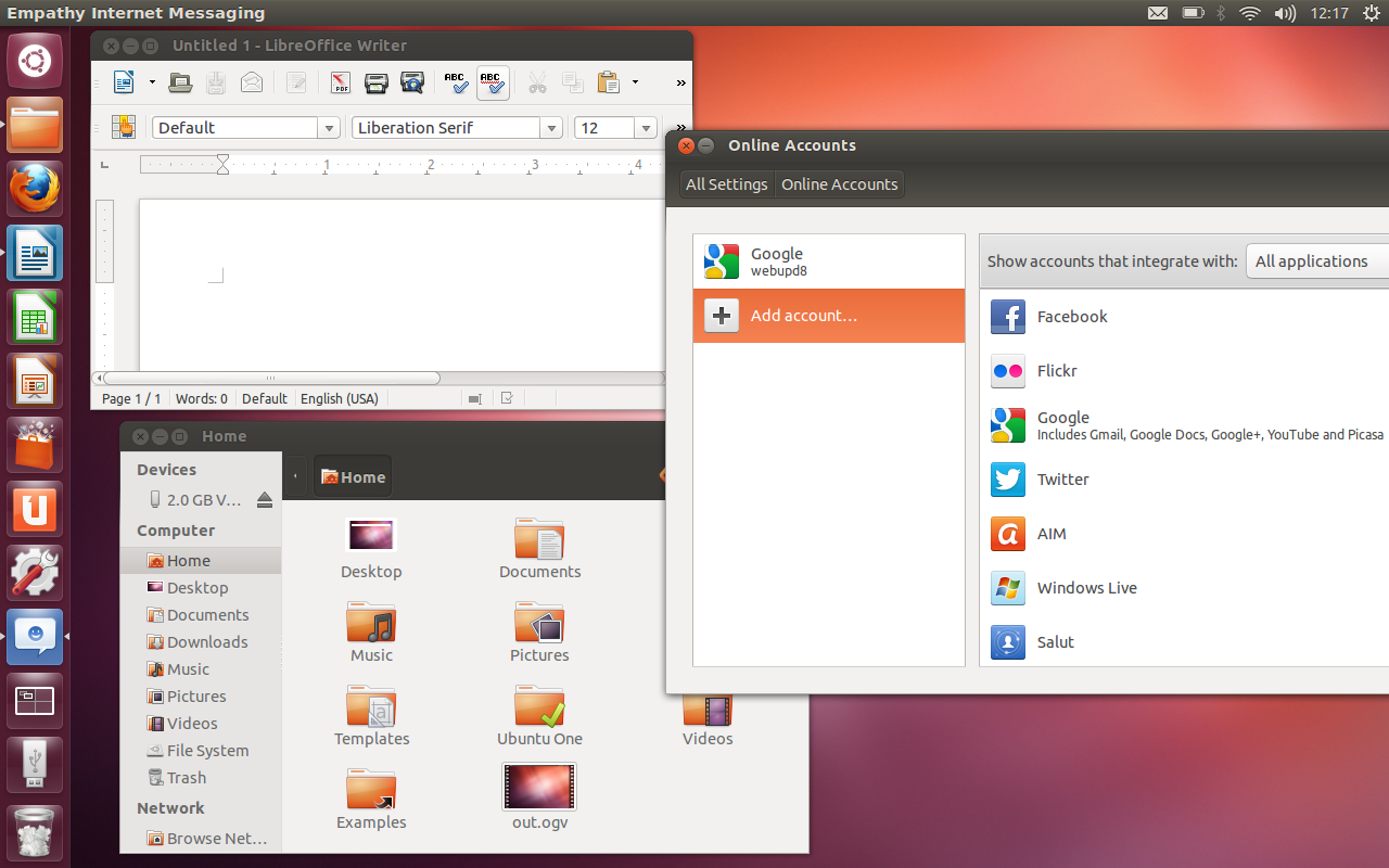 Ubuntu 12.10 Unity desktop. Ubuntu 12.10 Unity desktop.