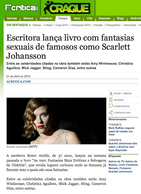 ACRITICA.COM | Escritora lança livro com fantasias sexuais de famosos como Scarlett Johansson 1 ACRITICA.COM | Escritora lança livro com fantasias sexuais de famosos como Scarlett Johansson - Roser Amills, escritora mallorquina