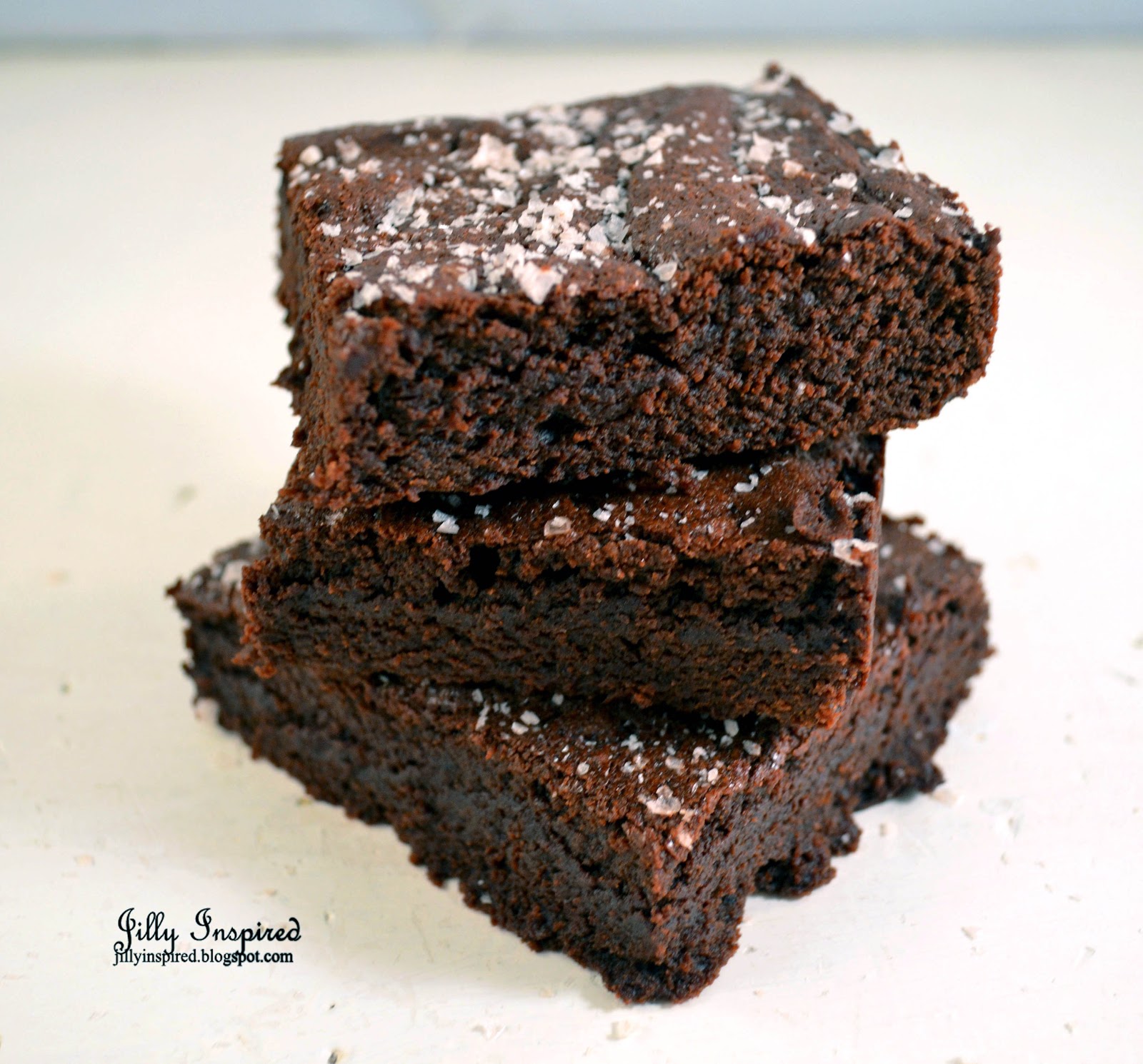 Jilly...Inspired Moist Double Dark Chocolate Brownies with Sea Salt