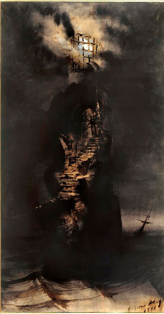 Victor+Hugo,+The+Casquets+Lighthouse+1866.+Feather+and+brown+wash+drawing.+Paris,+maison+de+Victor+Hugo