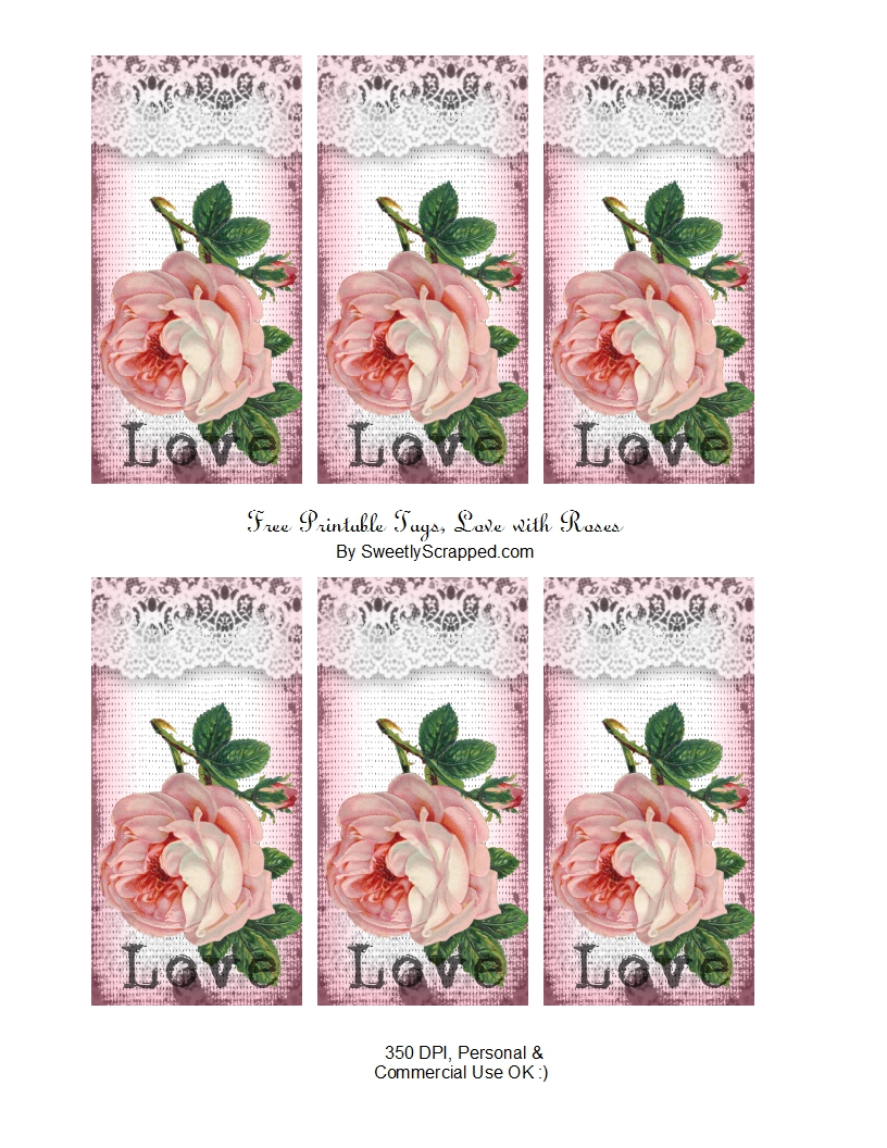 Sweetly Scrapped Free Printable Rose Tags