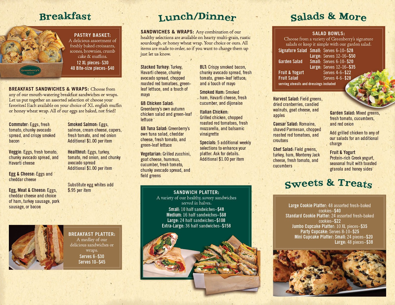 Greenberry's of Wayne Catering Menu