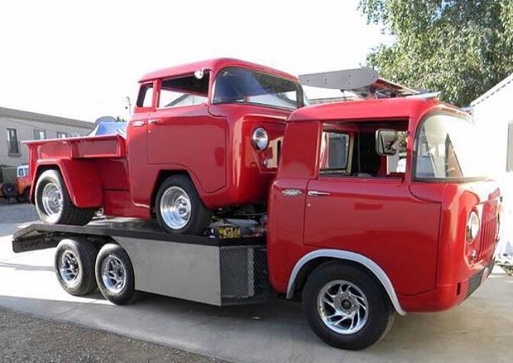 Just A Car Guy cool and clever matching hauler FC Jeep and racer