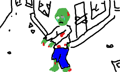 Kermit the frog as a human zombie