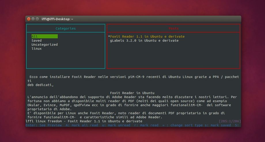 Feednix in Ubuntu