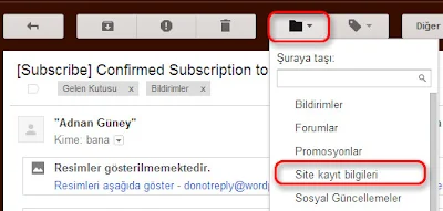 Gmail iletilerini kategoriye dönüştürme