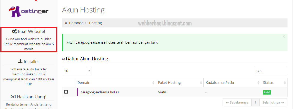 Akun hosting gratis IdHostinger Akun hosting gratis IdHostinger