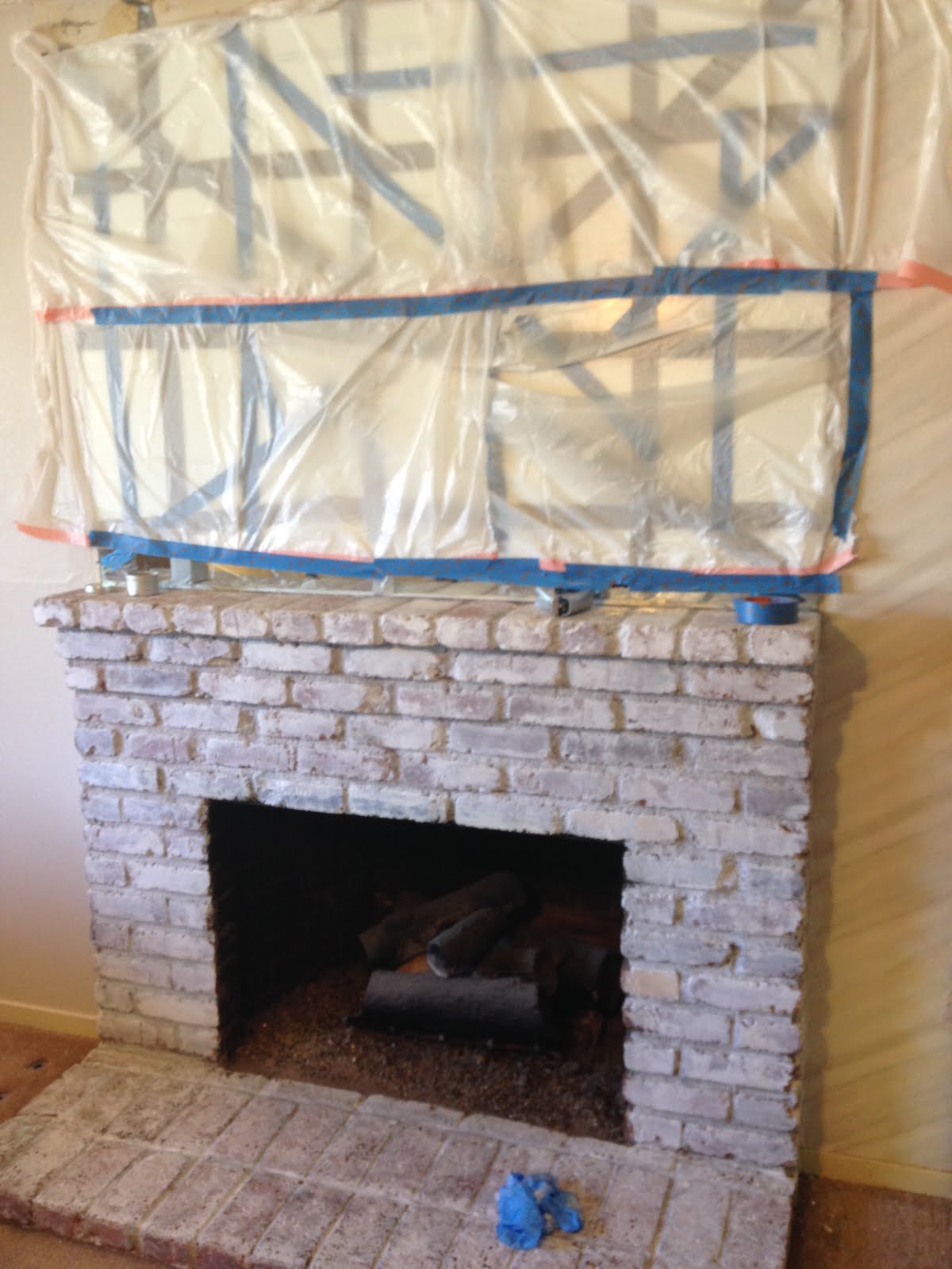 Mothering with Creativity How to White Wash a Fireplace AND Remove a Builder's Mirror
