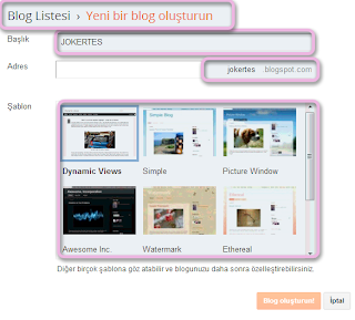 Blogger ile yeni blog açın