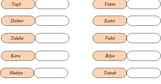 1. Sınıf Türkçe Eş Anlamlı Kelimeler Çalışma Kağıdı - Ders ve Çalışma