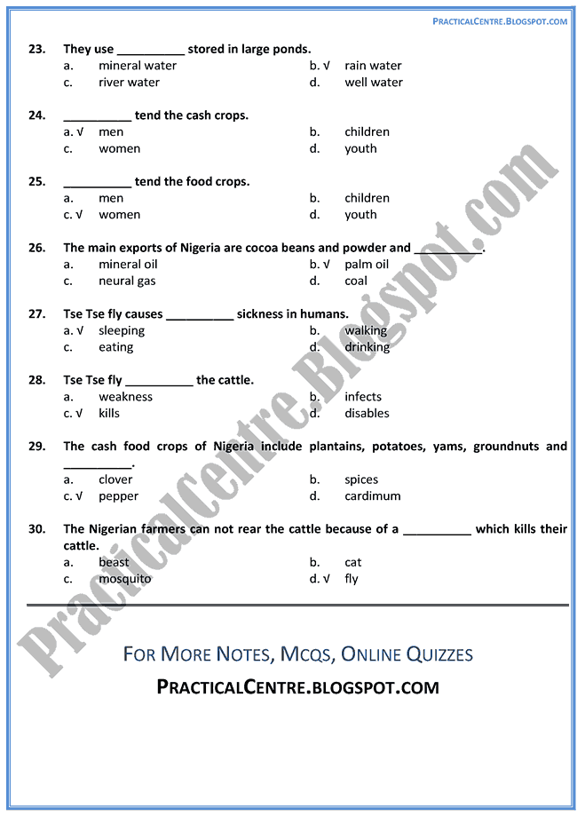 an-african-village-mcqs-multiple-choice-questions-english-x