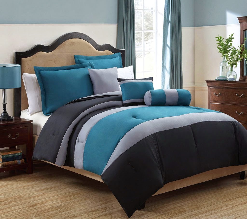 Drama In The Bedroom Blue And Black Bedding Comforter