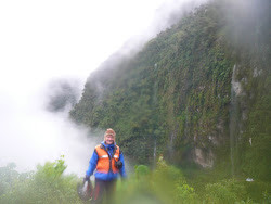 Standing near the cliff edge, Road of Death