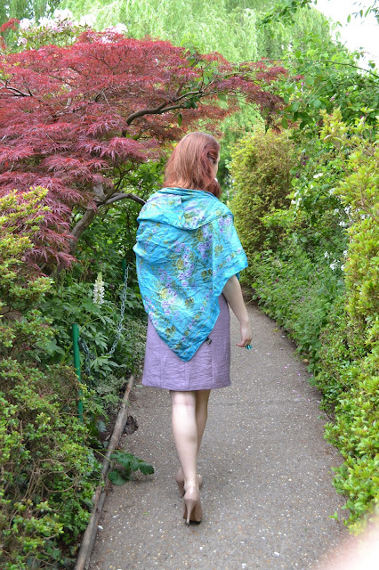 Giverny Monet's Garden pastel iridescent floral shawl