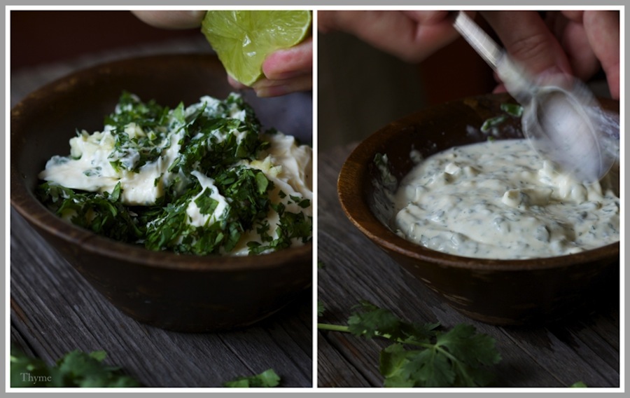 Thyme Hamburgers! with Kale 'Slaw' and CilantroLime Mayonnaise