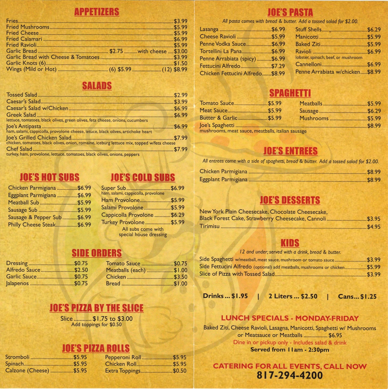 Restaurant Thoughts Joe's Pizza and Pasta