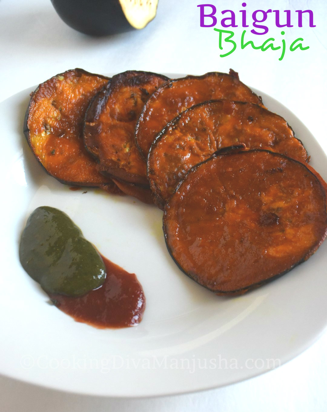 Baigun BhajaBaingan fry Bengali styleEggplant fritters