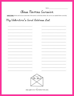 Classroom Freebies Too: Valentine's Day Cursive