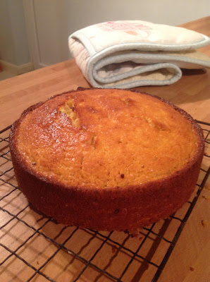 orange and almond cake fresh from the oven