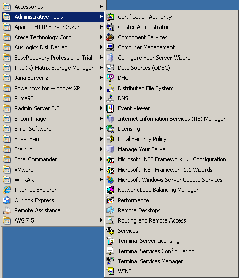 Admin Tools Windows Server 2003 Service Pack 2