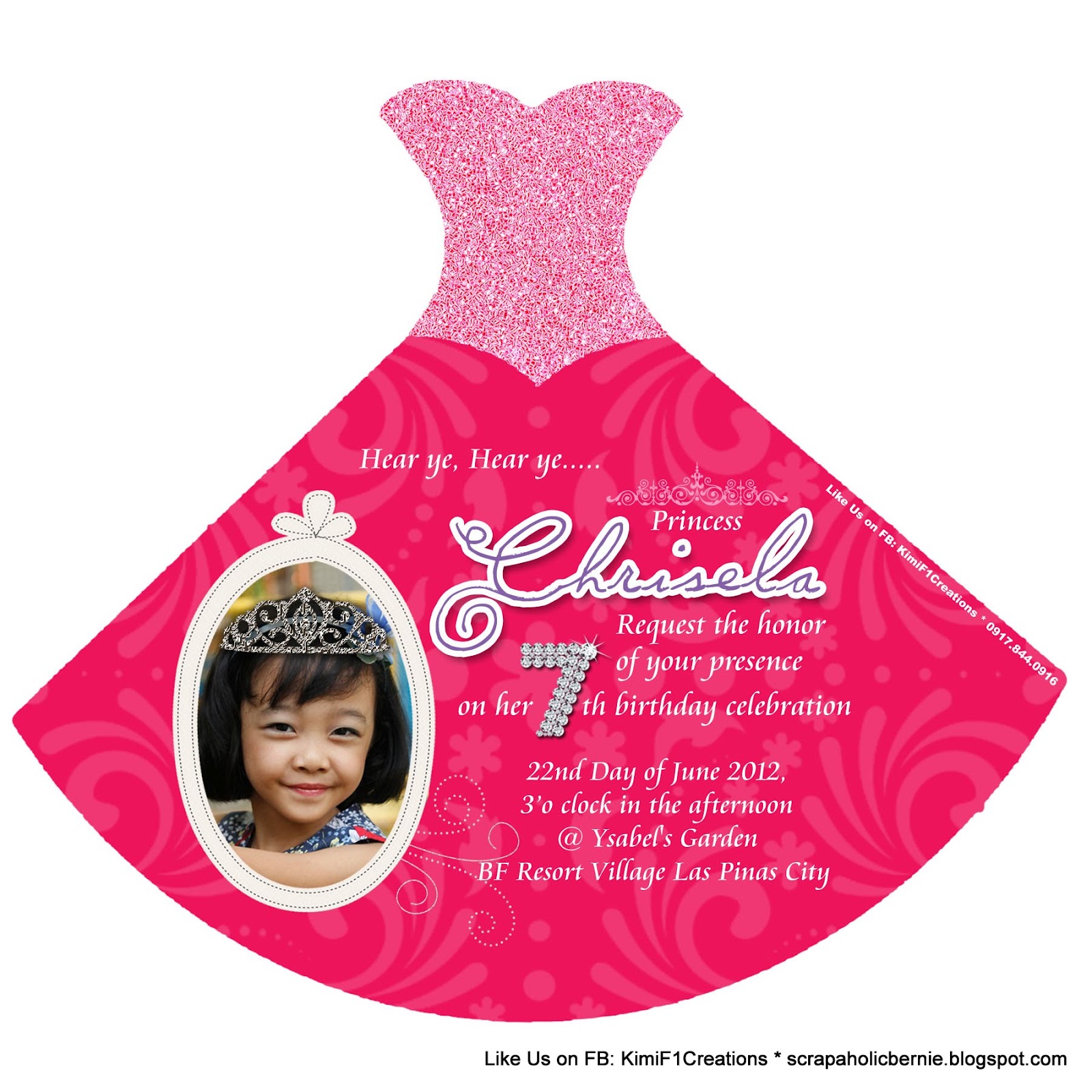 f1 digital scrapaholic princess gown shape birthday invitation princess dress invitation
