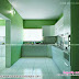Green kitchen, kid bedroom, living interior