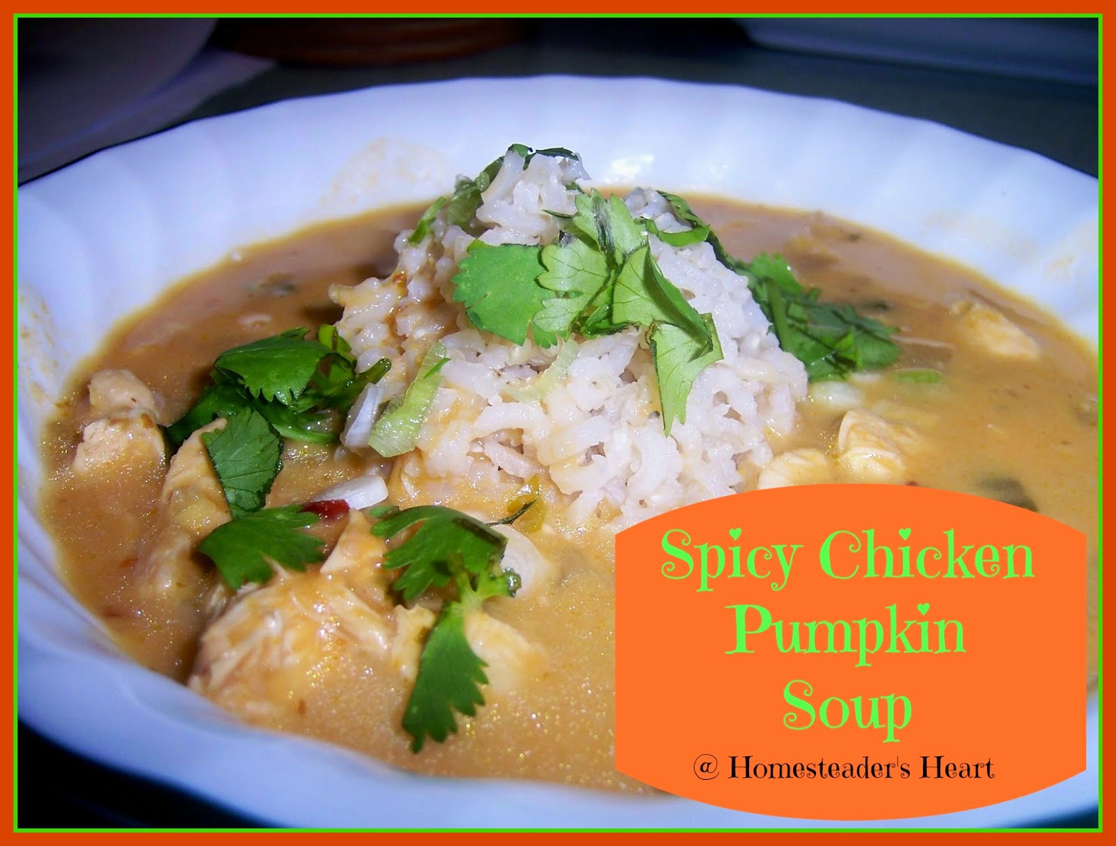 The Homesteader's Heart Kitchen Crockpot Spicy Chicken Pumpkin Soup
