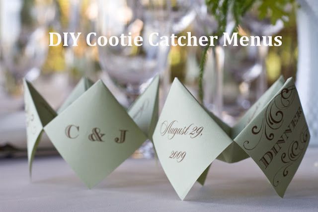 DIY cootie catcher wedding menus via Oh Lovely Day photo by Jennifer Roper