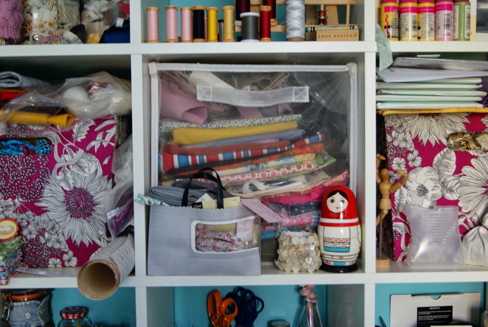 nest full of eggs Fabric Stash Storage Shelf