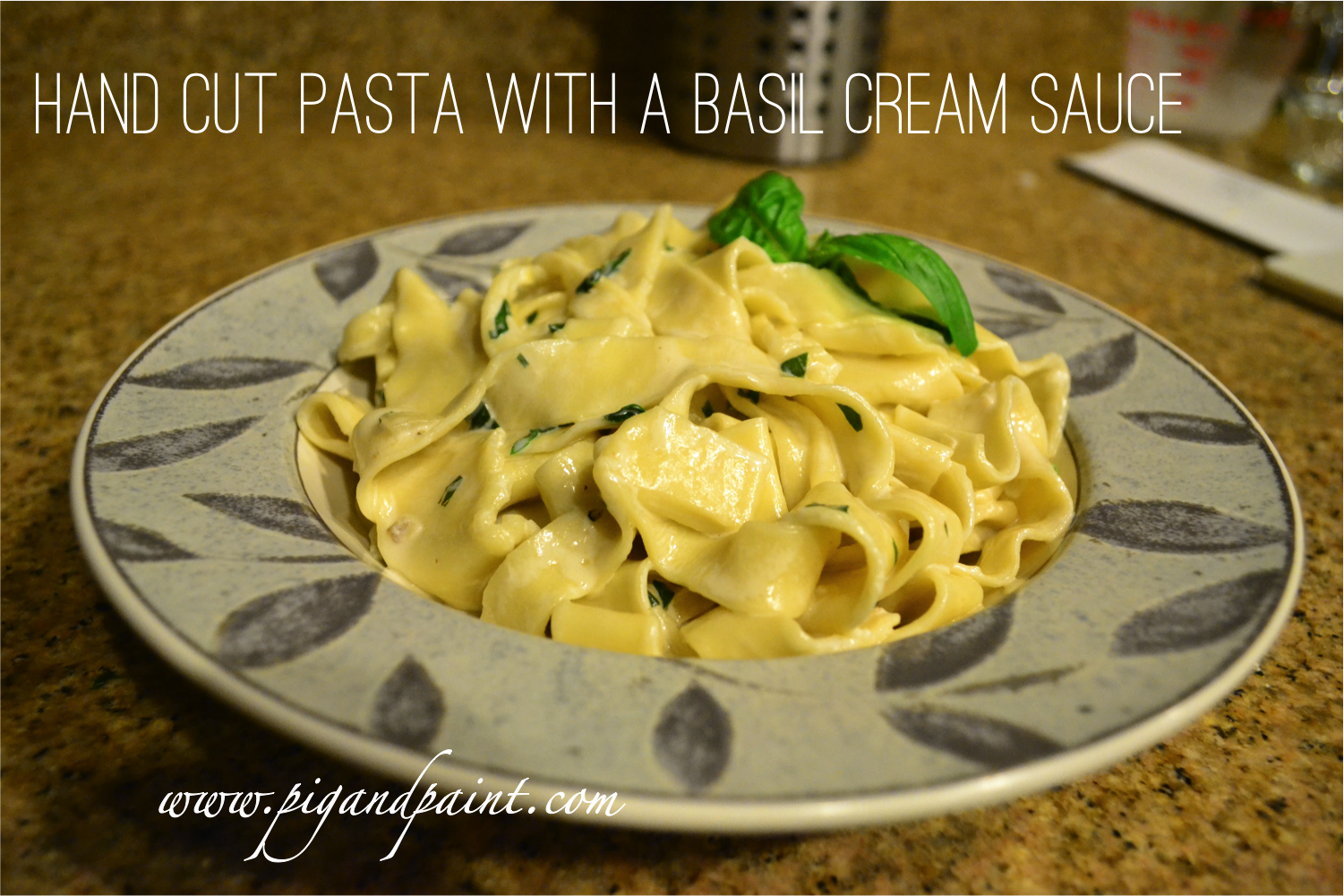 Hand Cut Pasta with a Basil Cream Sauce