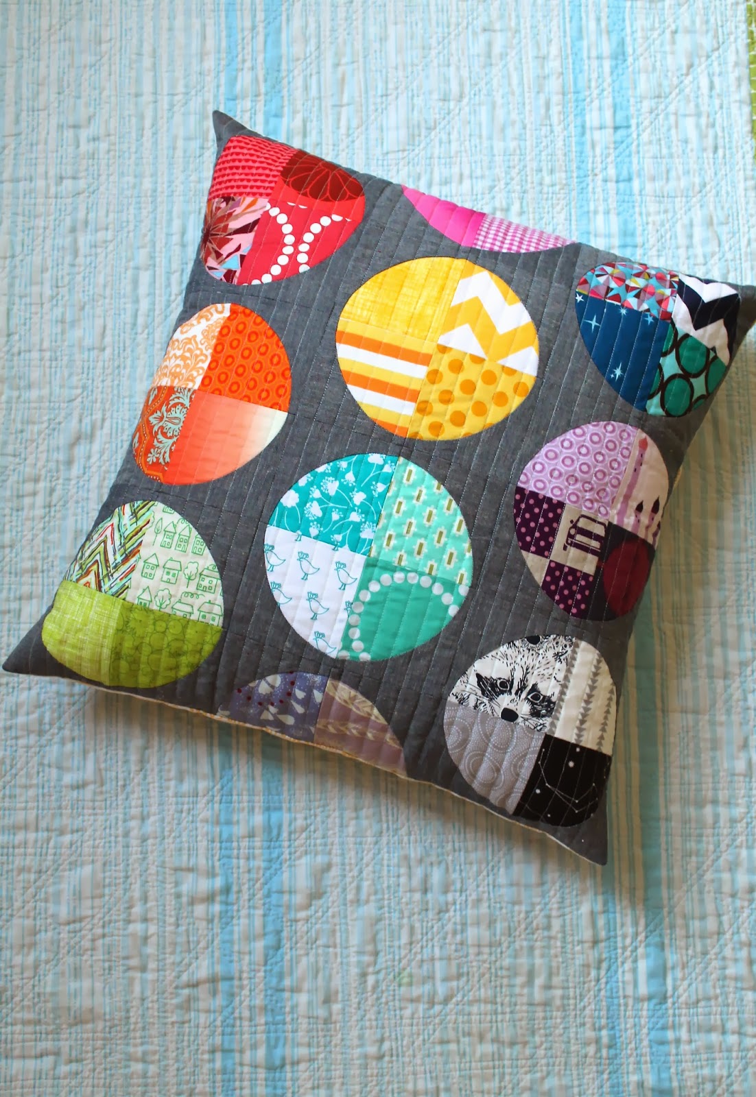 a little gray: Scrappy Circles Pillow